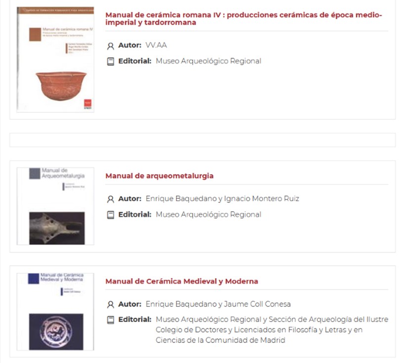 Publicaciones de cursos en la web del museo