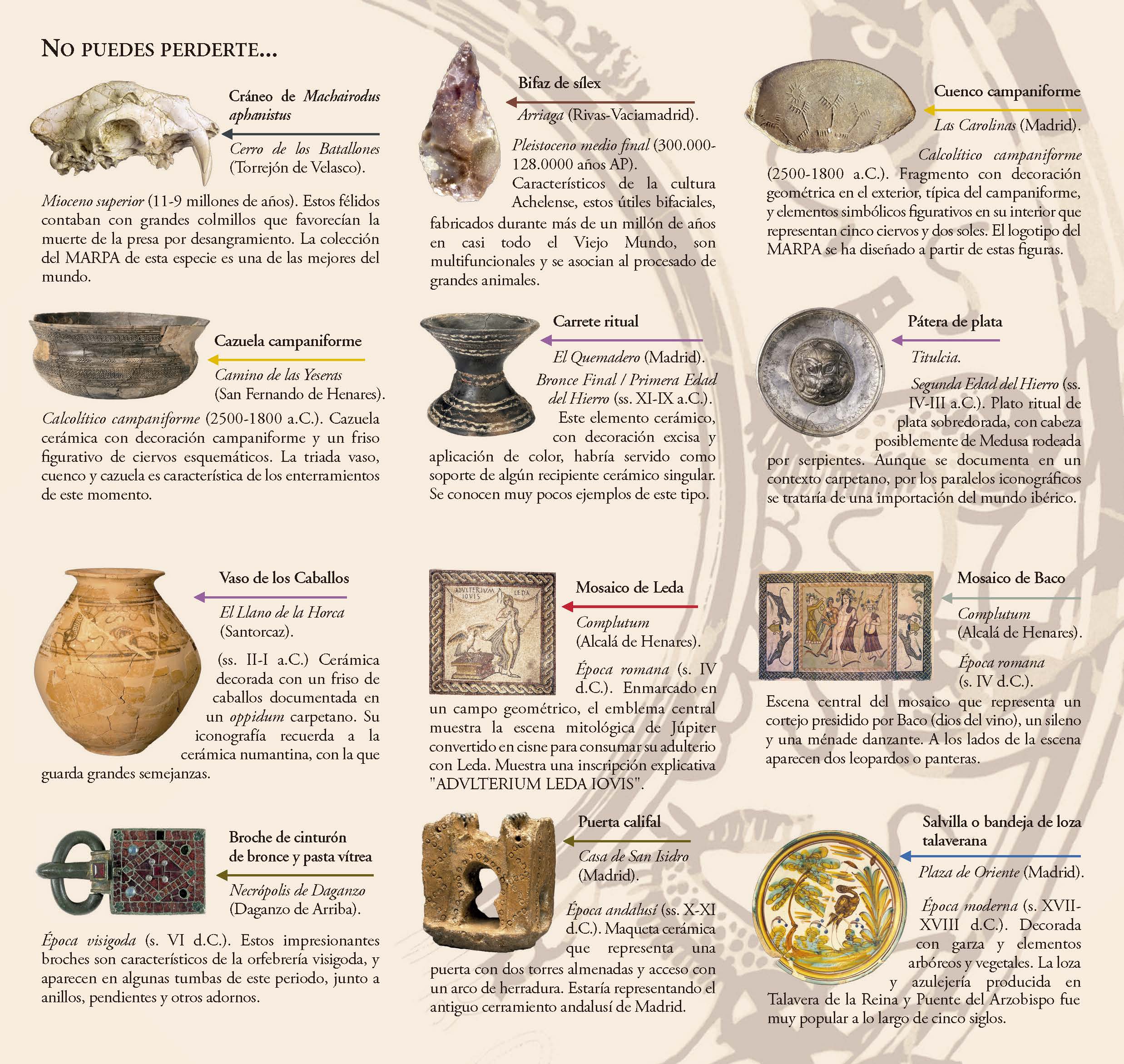 Piezas destacadas de la exposición permanente del MARPA de la Comunidad de Madrid