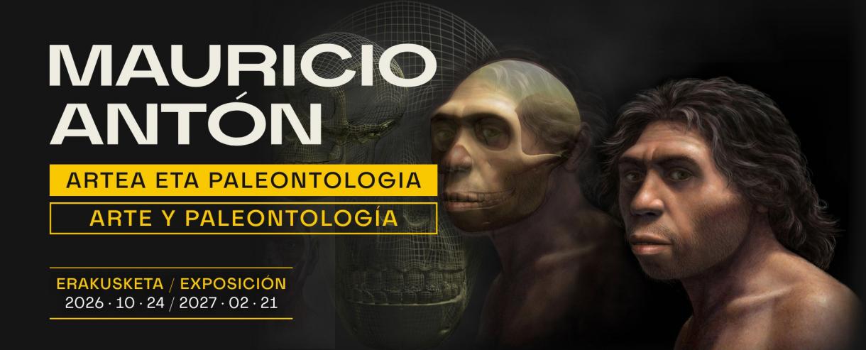 Cartel informativo de la exposición itinerante "Mauricio Antón: Arte y Paleontología"