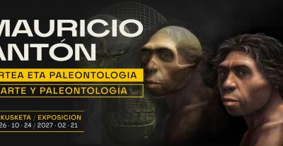 Cartel informativo de la exposición itinerante "Mauricio Antón: Arte y Paleontología"