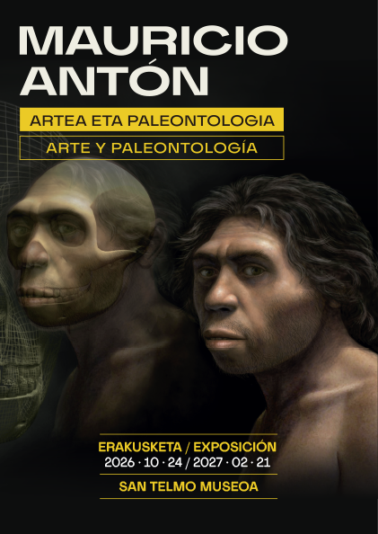 Cartel informativo de la exposición itinerante "Mauricio Antón: Arte y Paleontología"